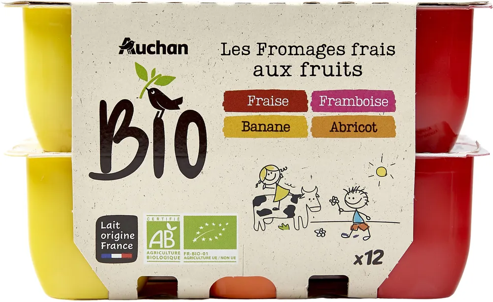 FROM FRAIS FRUITS BIOabricot, banane, fraise, framboise