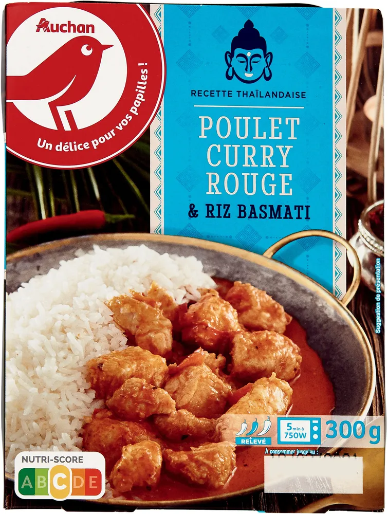 Cuisine de Thaïlande Poulet curry rouge et riz basmati