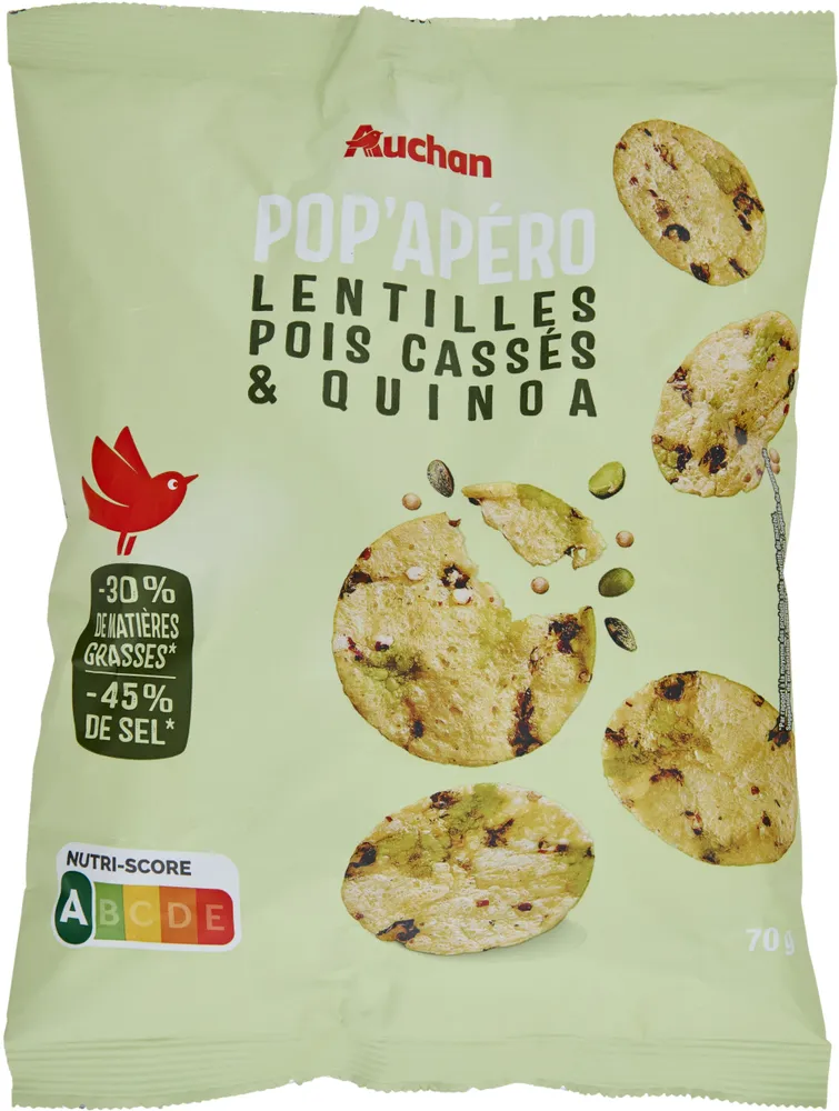 Pop'apéro, lentilles, pois cassés et quinoa