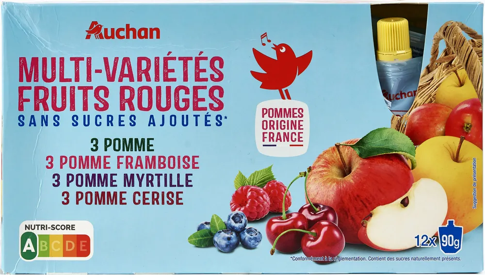 Purées et spécialité de fruits aromatisée panachées sans sucres ajoutés* (4 parfums)*Conformément à la règlementation. Contient des sucres naturellement présents.