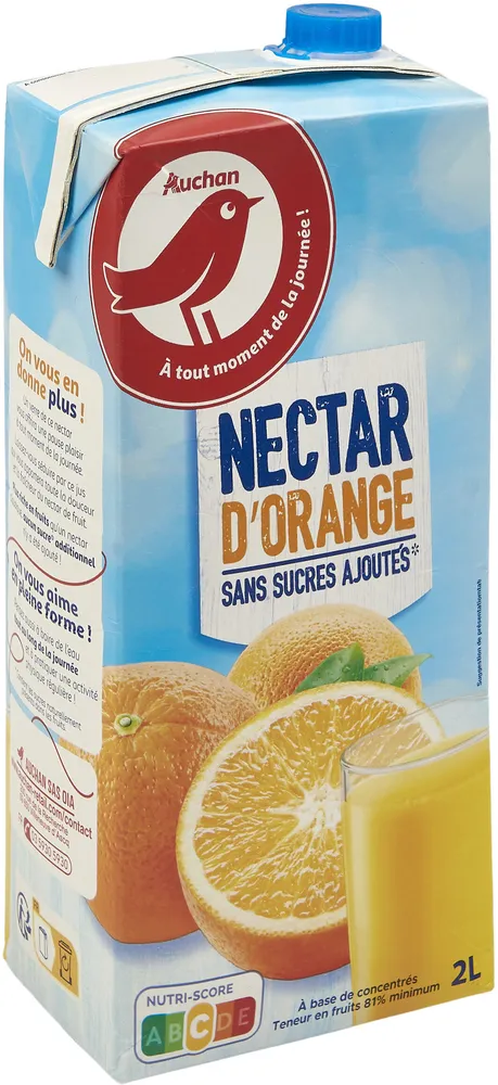 Nectar d'orange sans sucres ajoutes*