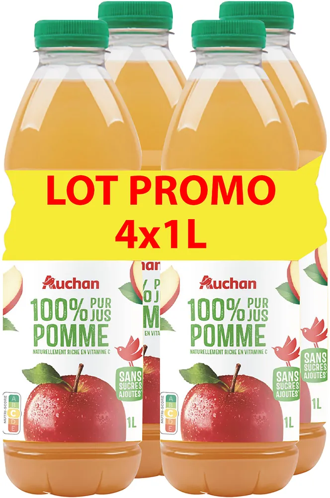 100% pur jus POMMESans sucres ajoutés** Comme tous les jus de fruits. Contient les sucres naturellement présents dans les fruits.