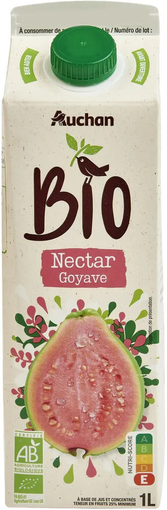 Nectar GOYAVE teneur en fruits 25% minimum BIO issu de l'agriculture biologique