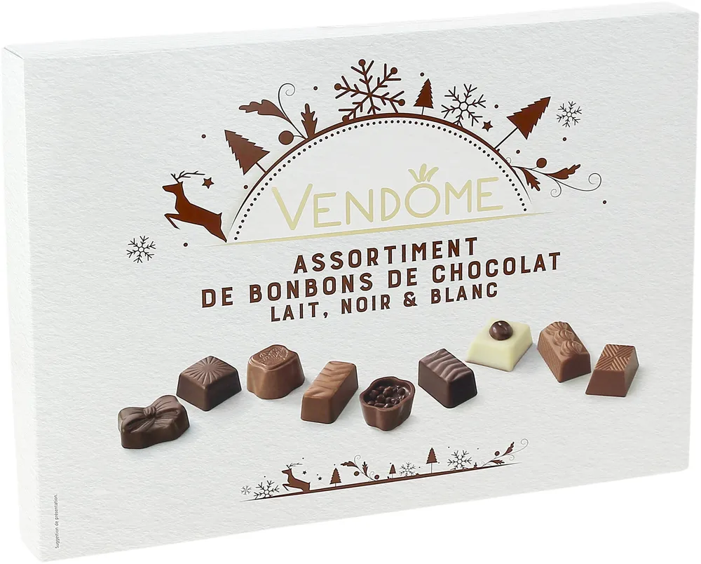 Assortiment de bonbons de chocolat Lait - Noir - Blanc