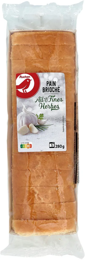 Auchan pain brioché ail et fines herbes 280g