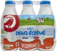 Auchan lait vitamine demi-ecreme bt 6x1l