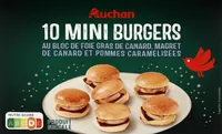 10 Mini-burgers au bloc de foie gras et magret de canard et pommes caramélisées