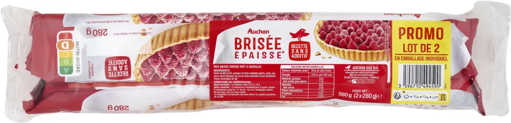 Brisée épaisse**plus épaisse que la pâte brisée Auchan 230g