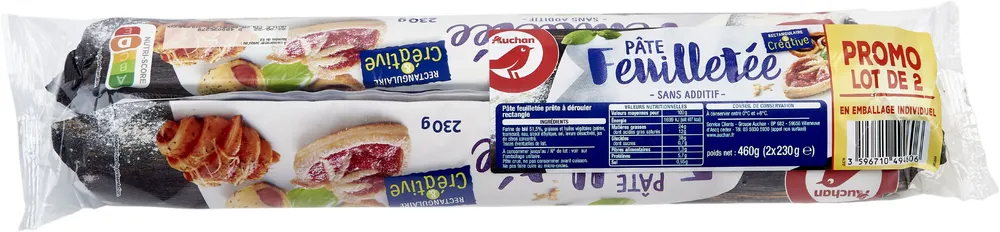 Pâte feuilletée sans additif rectangulaire et créative