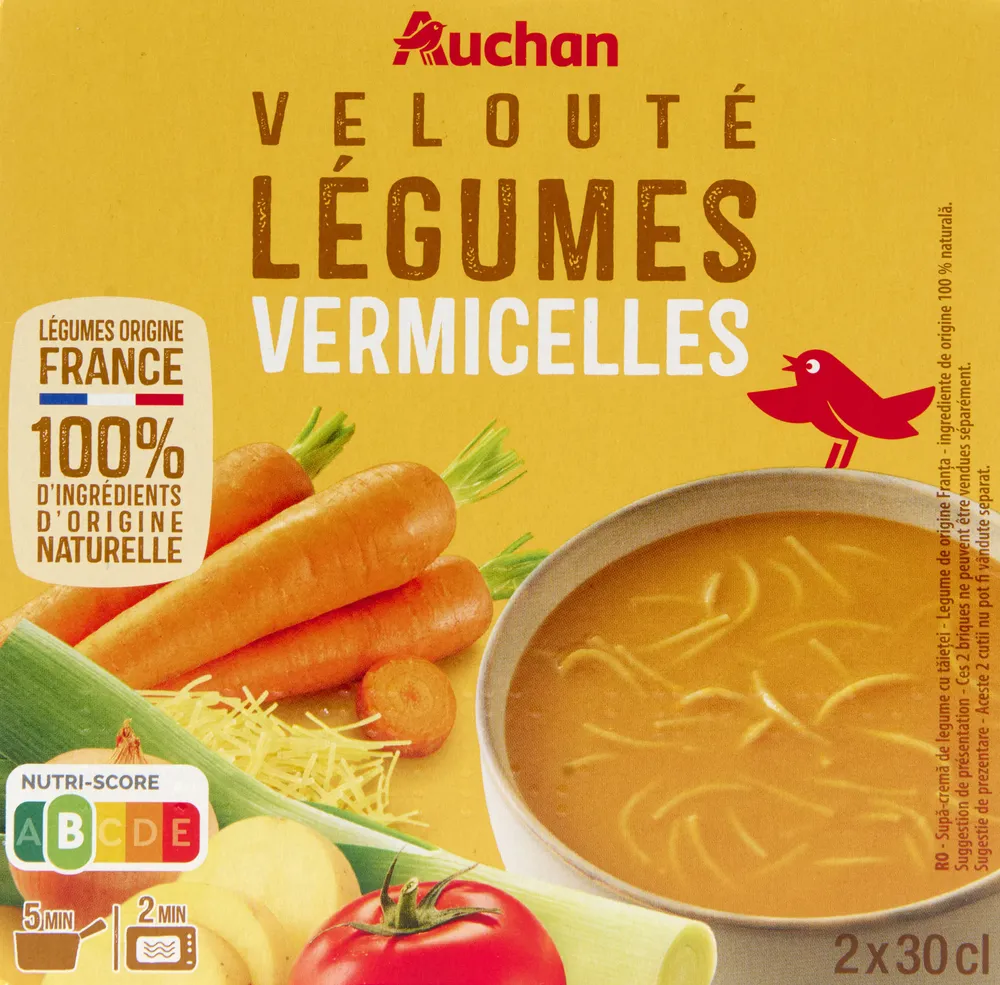 Velouté de légumes et vermicelles