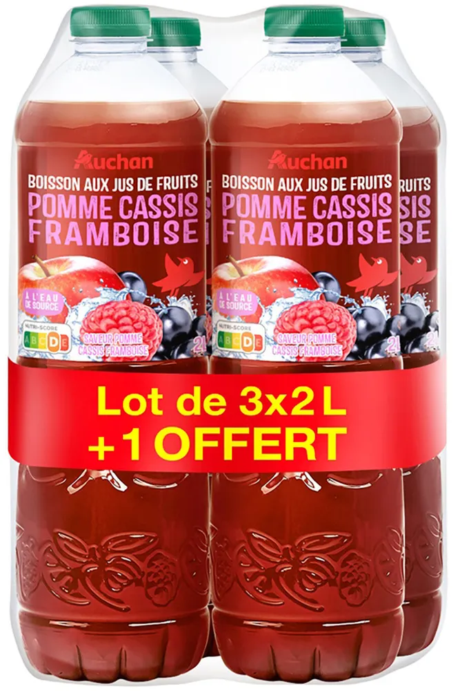 Boisson aux jus de fruits - pomme - cassis - framboise - à l'eau de source