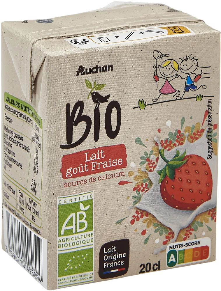 Lait fraise bio