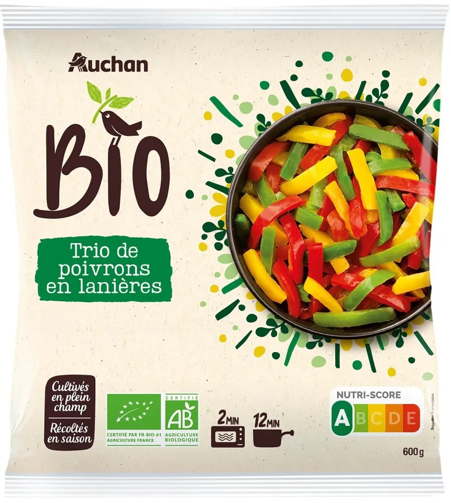 Trio de poivrons bio issus de l'agriculture biologique