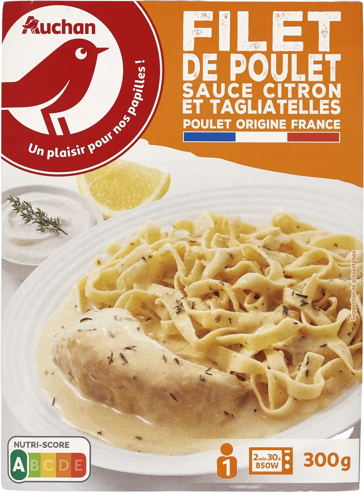 Filet de poulet sauce citron et tagliatelles
