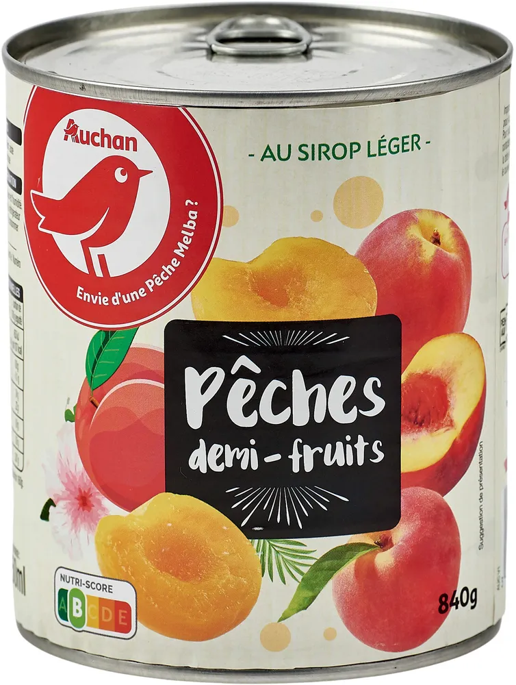Pêches demi fruits au sirop léger