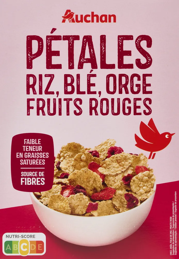 Pétales riz blé orge fruits rouges