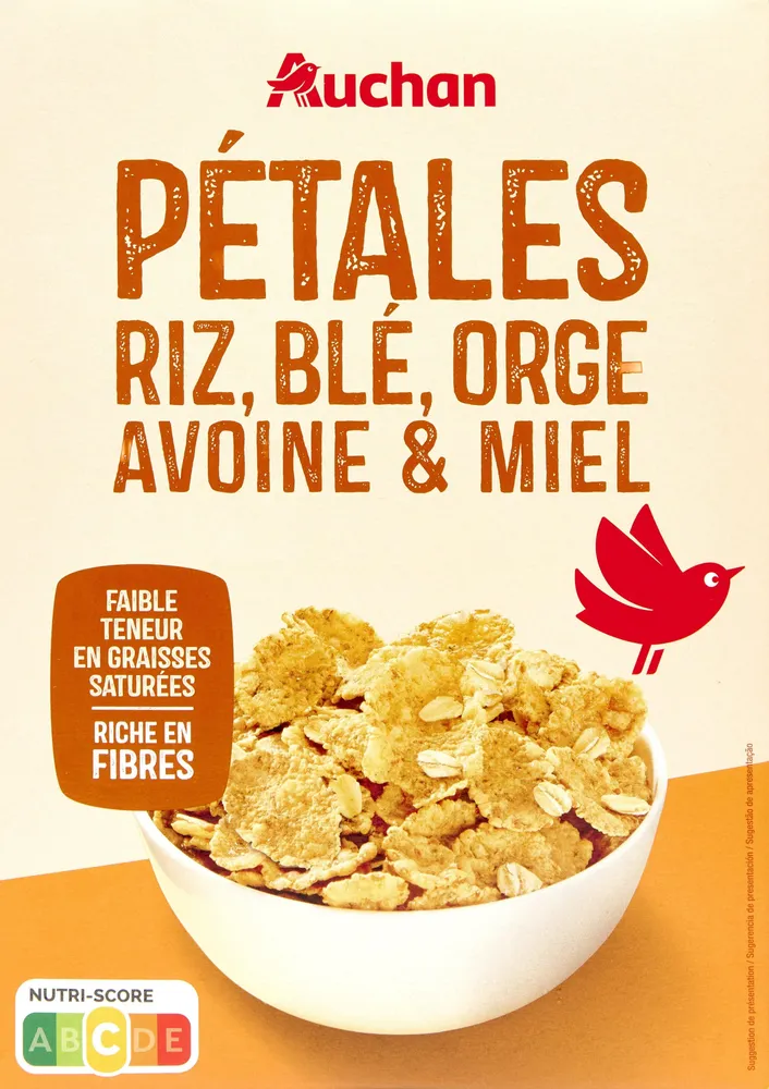 Petales riz blé orge avoine et miel