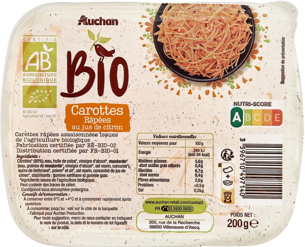 Carottes râpées au jus de citron