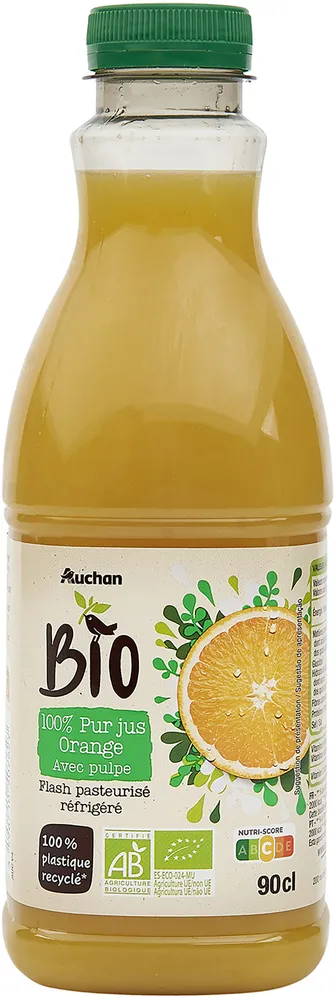 BIO - 100% pur jus Orange avec pulpe Flash pasteurisé, réfrigéré