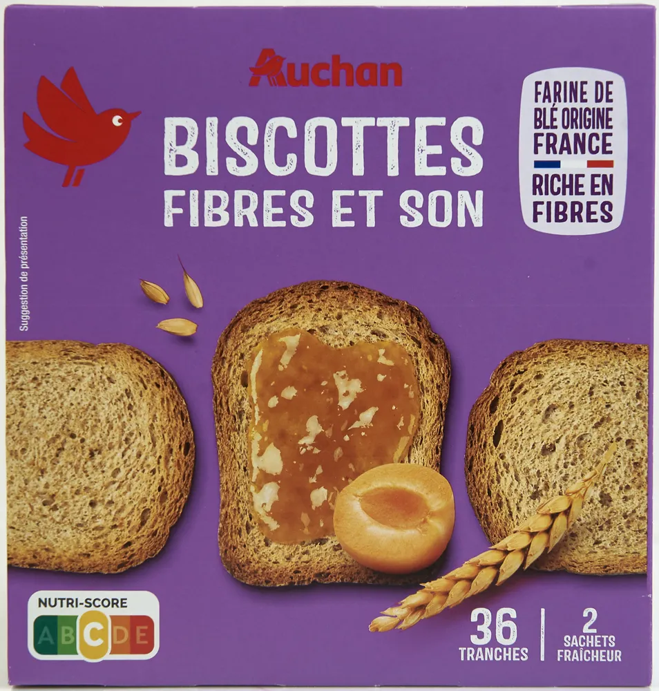 Biscottes complète fibres et son