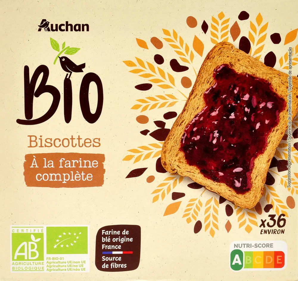Biscottes à la farine complète 300g BIO