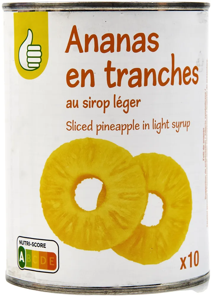 Ananas en tranches au sirop léger