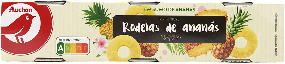 Auchan ananas au jus 4 tranches 3x140g pne