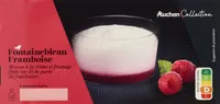 Fontainebleau sur lit de framboisesMousse à la crème et fromage frais sur lit de purée de framboises