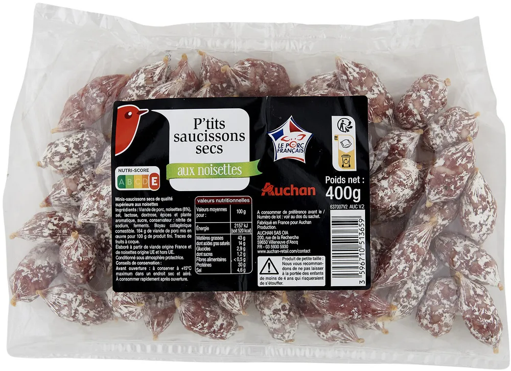 P'tits saucissons secs aux noisettes