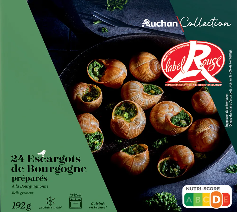 24 Escargots de Bourgogne préparés à la Bourguignonne, cuisinés en France**Origine des chairs d'escargots: voir sur le côté de l'emballage