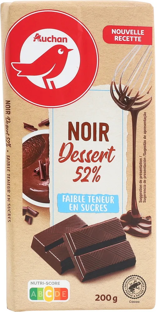 Noir dessert 52% Faible teneur en sucres