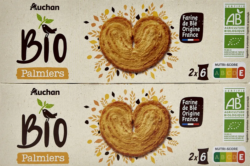 Auchan biod palmiers lot de 2x100g