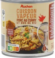Porc au curry et duo de riz cuisson vapeur