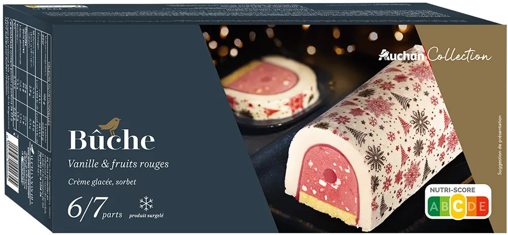 Bûche Vanille et fruits rougesCrème glacée, sorbet