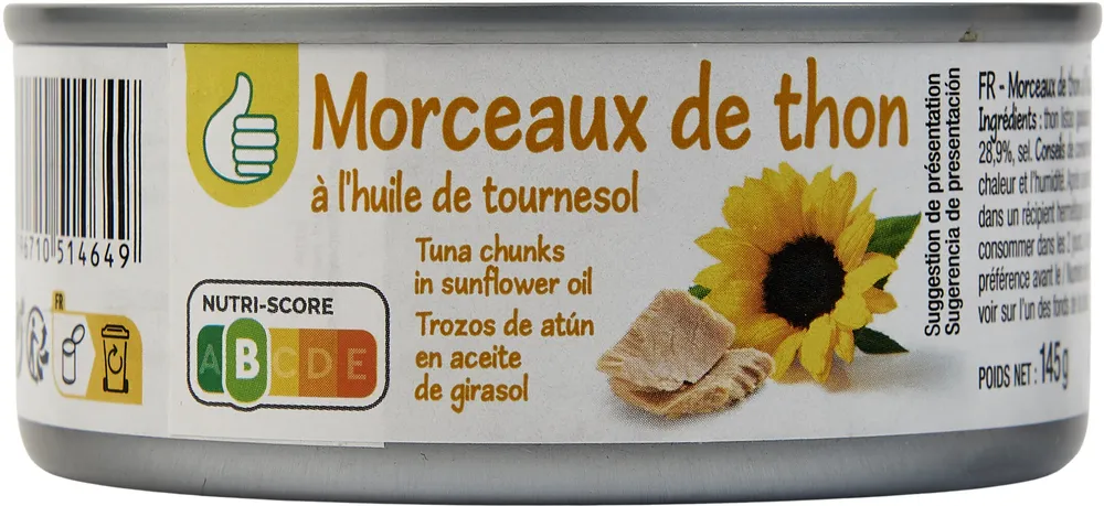 Morceaux de thon à l huile de tournesol