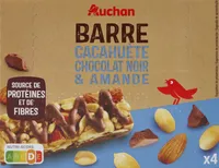 Barre cacahuète chocolat noir et amandes