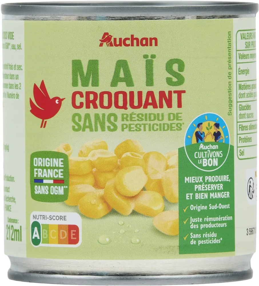 Mais croquant sans résidu de pesticides*