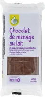 Chocolat de ménage au lait et aux céréales croustillantes