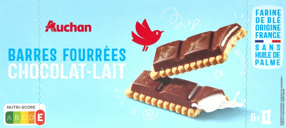 Barres fourrées chocolat - lait