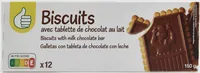 Biscuits avec tablette de chocolat au lait