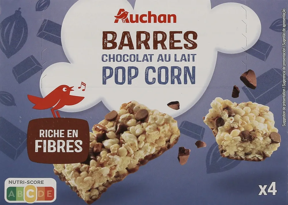 Barres chocolat au lait pop corn