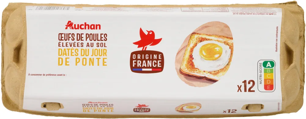 OEUFS DE POULES ELEVEES AU SOLDatés du jour de ponteX12