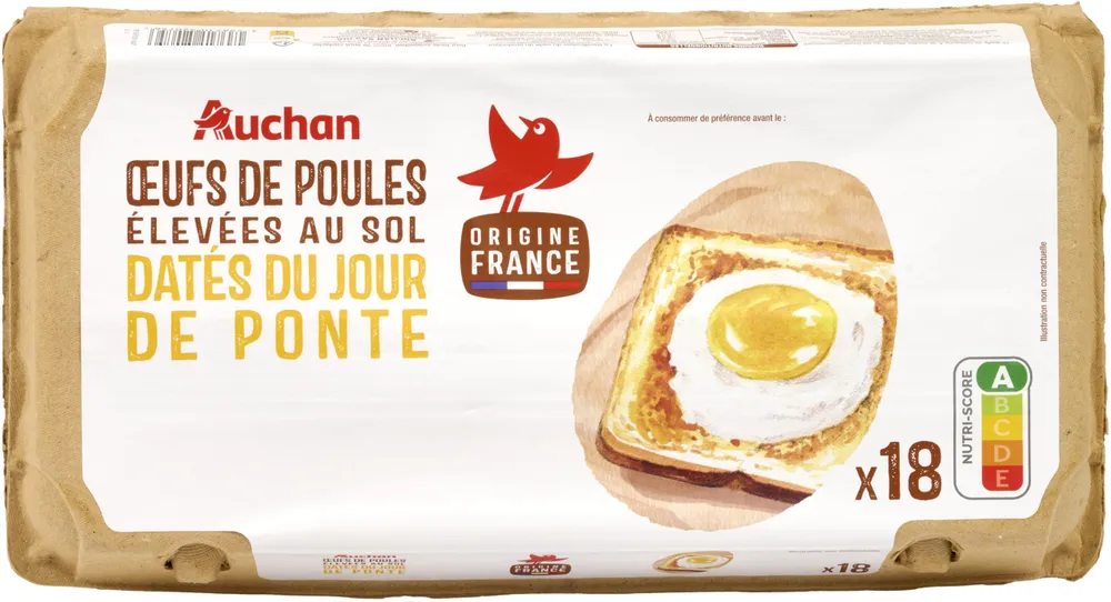 OEUFS DE POULEES ELEVEES AU SOLDatés du jour de ponteX18