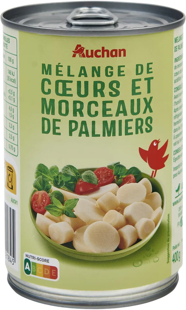 Melange de cœurs et morceaux de palmier