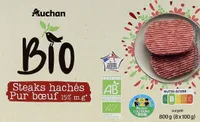 Steaks Hachés pur bœuf surgelés 15%MG, issus de l'agriculture biologique