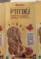 Auchan biscuits petit dejeuner miel pepites de chocolat lot 3x400g