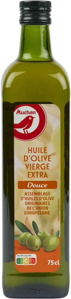 Huile d'olive vierge extra douce. Assemblage d'huiles d'olive originaires de l'Union européenne.