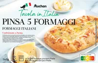 Pinsa 5 FormaggiFromages ItaliensLe lait des fromages provient d'Italie et le blé ne provient pas d'Italie.