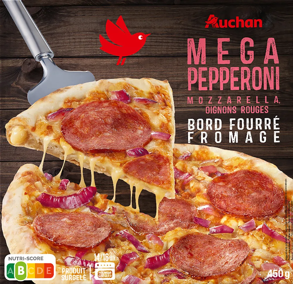 Mega pepperoniMozzarella, oignons rougesBord fourré fromage