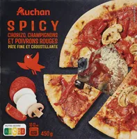Spicy chorizo, champignons et poivrons rouges pâte fine et croustillante